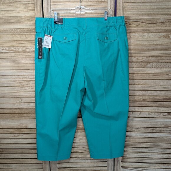 Larry Levine Cropped Pants with Button Accents Teal Size 18W NWT - Picture 8 of 14